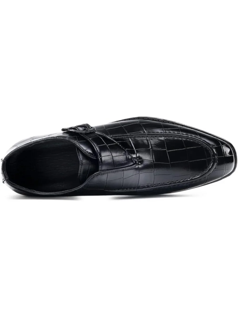 Men's Black Monk Strap Dress Loafer Shoes Retro Leather Oxfords Shoes